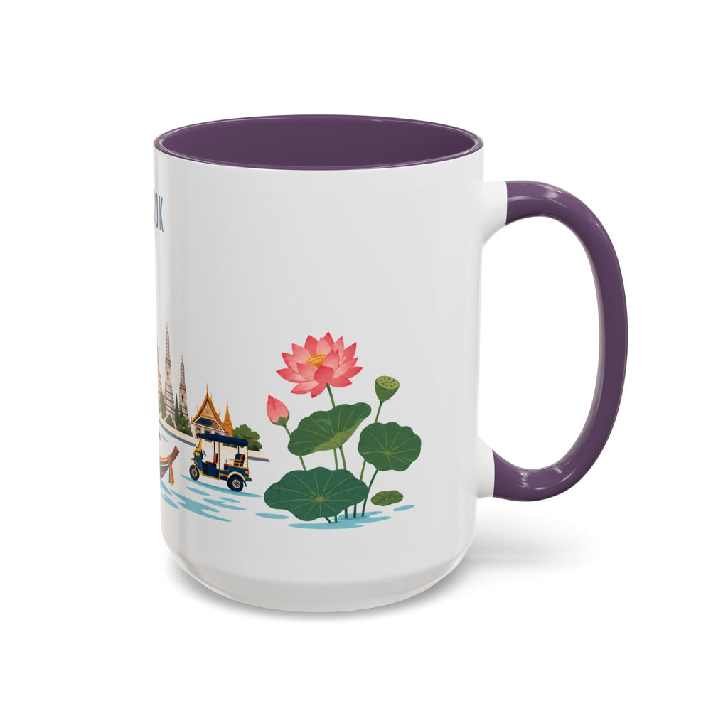 Bangkok Coffee Mug | Thailand Travel Souvenir | Porcelain Decal City Gift | 11oz 15oz Accent Mug