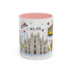 Milan Travel Mug | European City Souvenir Accent Coffee Mug | 11oz 15oz Ceramic Cup