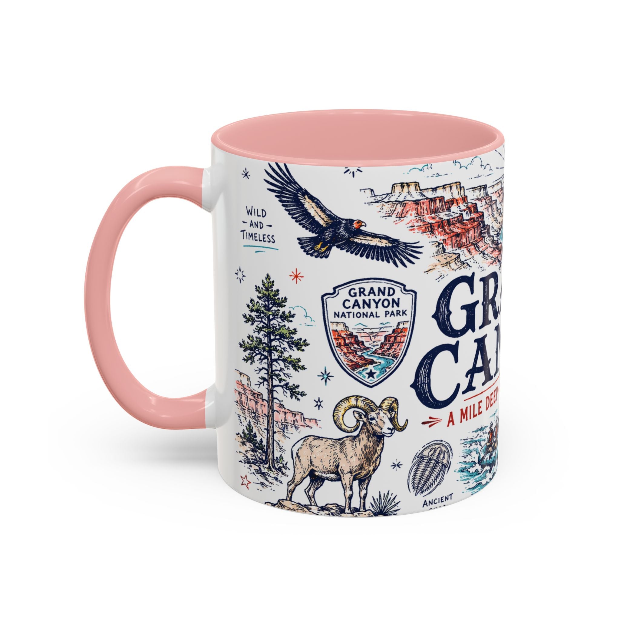 Grand Canyon National Park Coffee Mug | Hiking Camping Nature Gift | Accent Color Ceramic 11oz 15oz