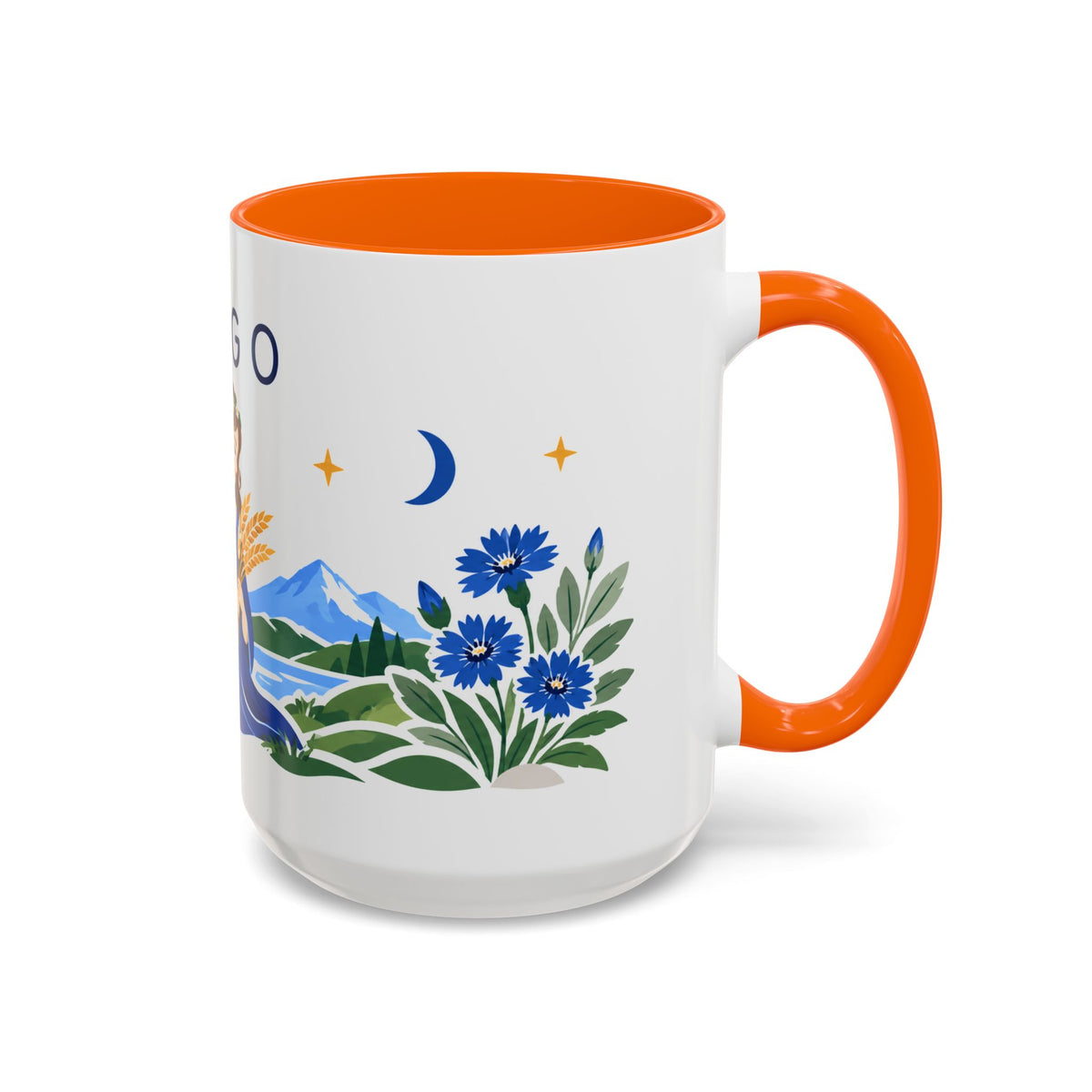Virgo Zodiac Coffee Mug | Maiden and Wheat Design | Astrology Birthday Gift | 11 oz 15 oz Ceramic Accent Mug