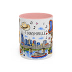 Nashville Illustrated Travel Mug | City Souvenir Accent Coffee Mug | 11oz 15oz Ceramic Cup