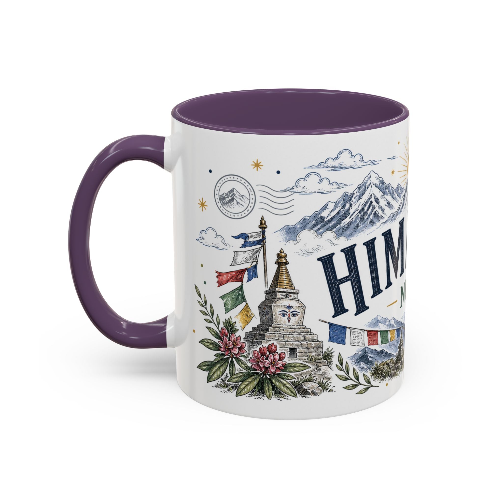 Himalaya Coffee Mug | Travel Destination Souvenir Gift | Accent Color Ceramic 11oz 15oz