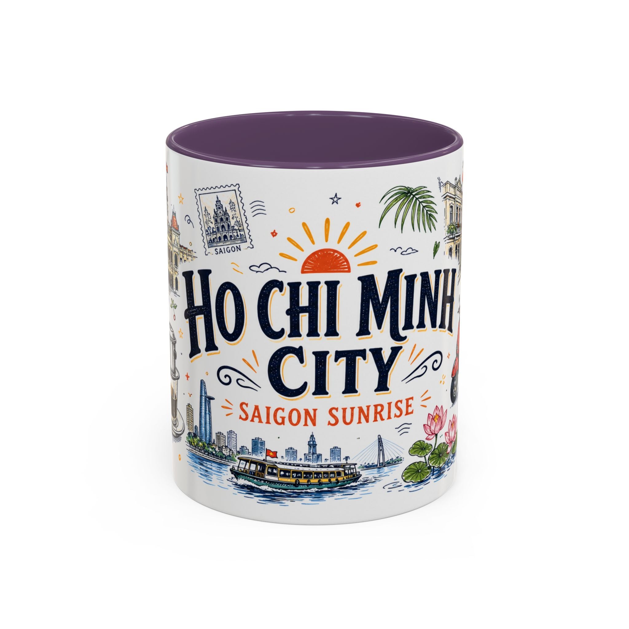 Ho Chi Minh City Coffee Mug | Vietnam Souvenir Travel Gift | Accent Color Ceramic 11oz 15oz