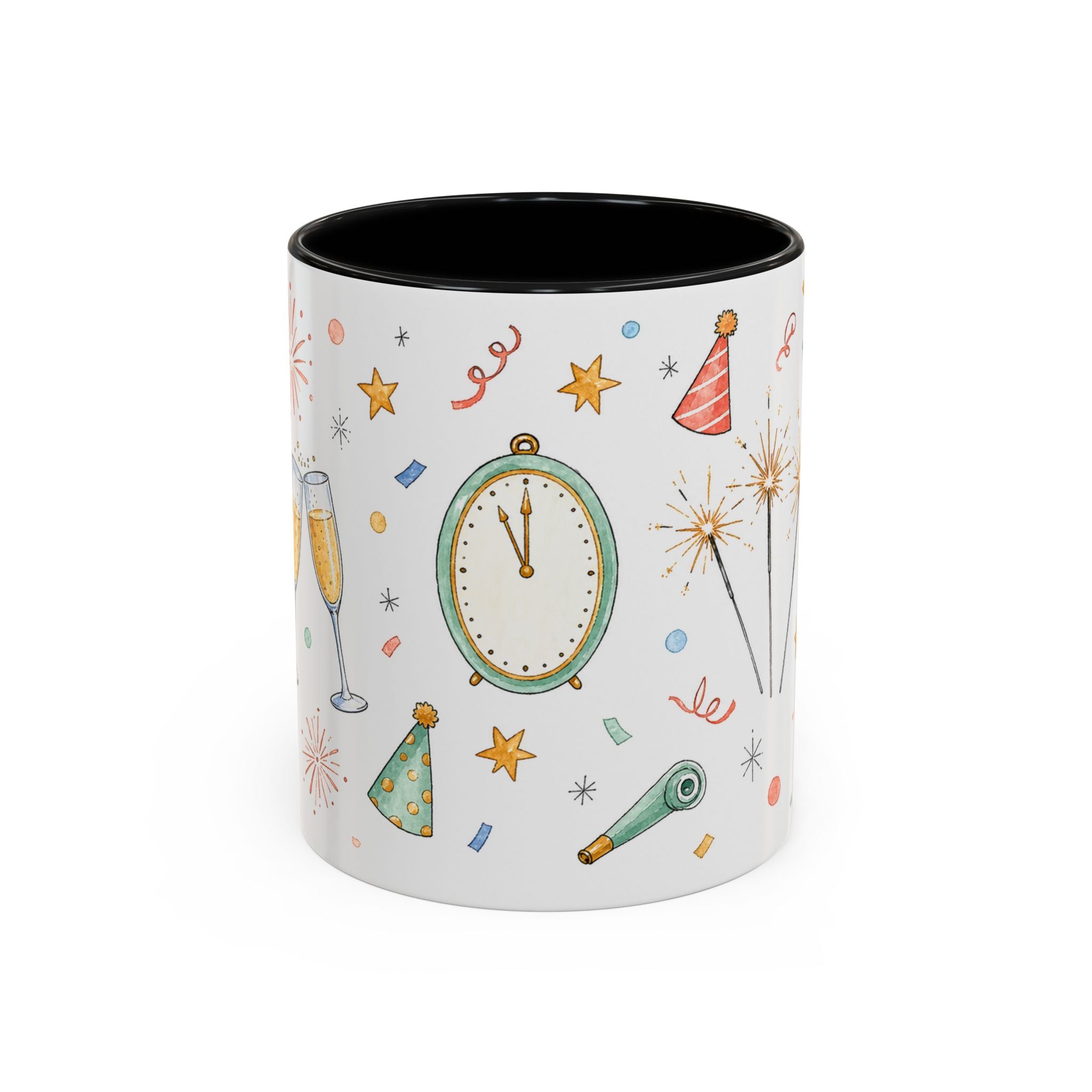 New Year Sparkler Mug | Champagne Toast Watercolor Party Gift | Accent Cup 11oz 15oz