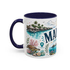 Maldives Coffee Mug | Travel Destination Souvenir Gift | Accent Color Ceramic 11oz 15oz