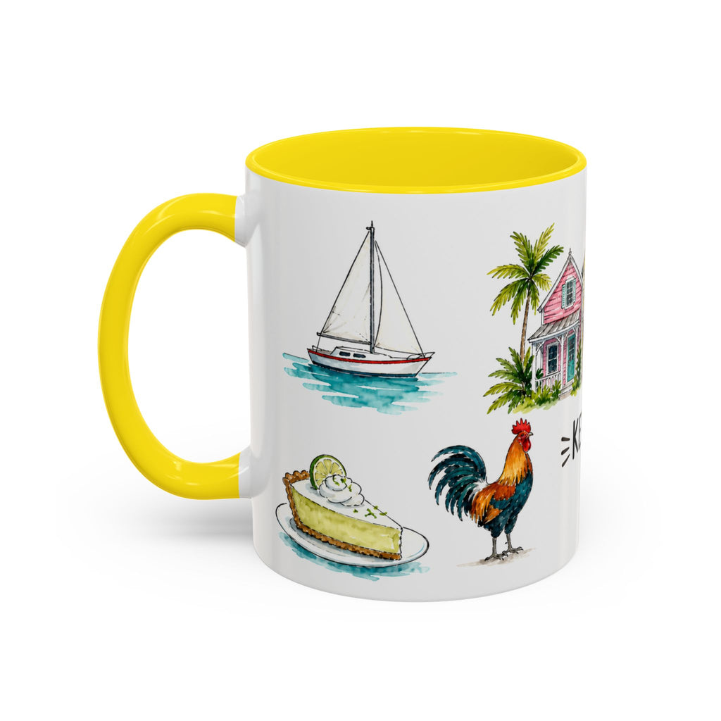 Key West Illustrated Travel Mug | City Souvenir Accent Coffee Mug | 11oz 15oz Ceramic Cup