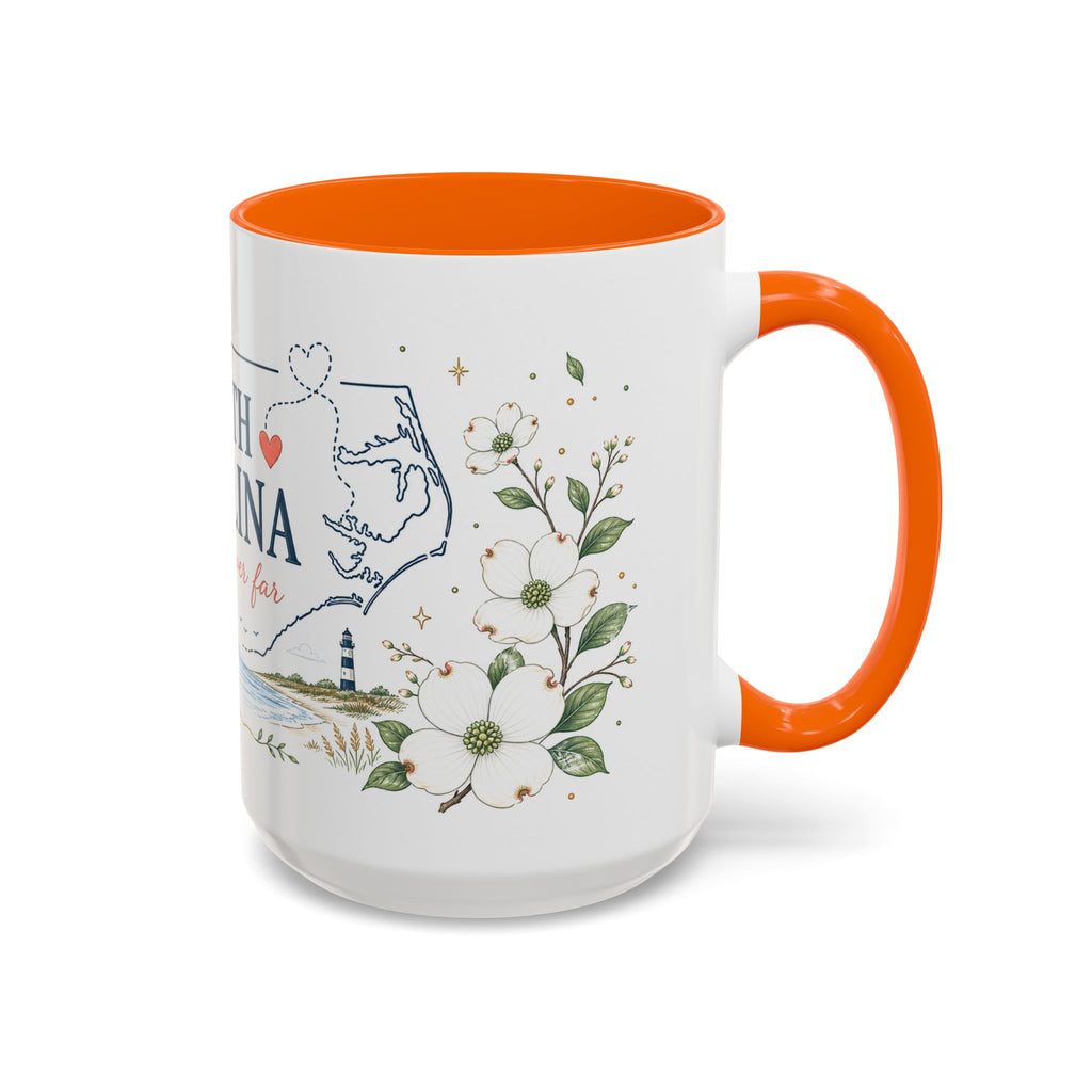 North Carolina State Map Mug | Moving Away, Homesick Gift | Botanical Accent Coffee Cup