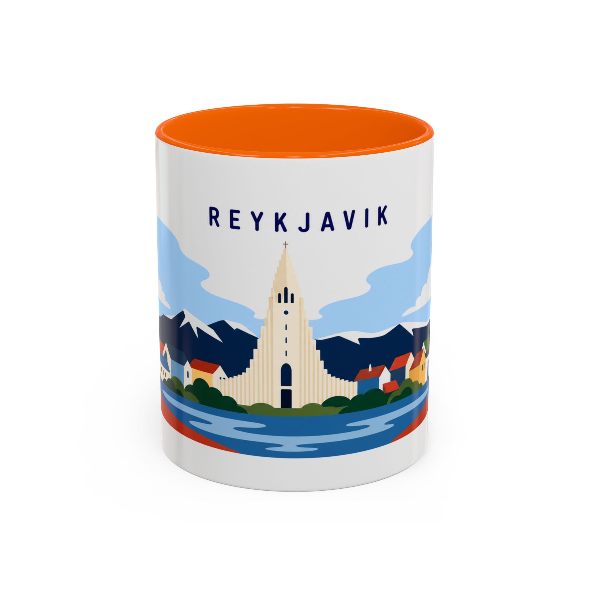 Reykjavik Coffee Mug | Travel Destination Souvenir Gift | Accent Color Ceramic 11oz 15oz
