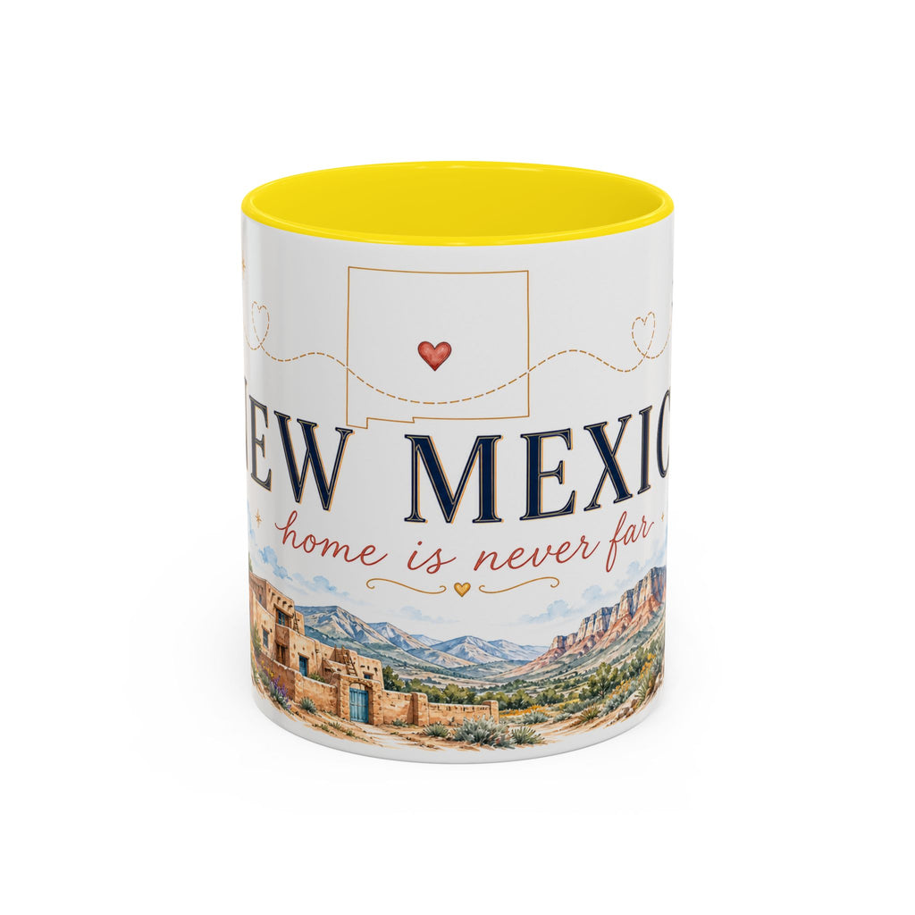 New Mexico State Map Mug | Desert Scenery, Yucca Flower Accent Coffee Cup