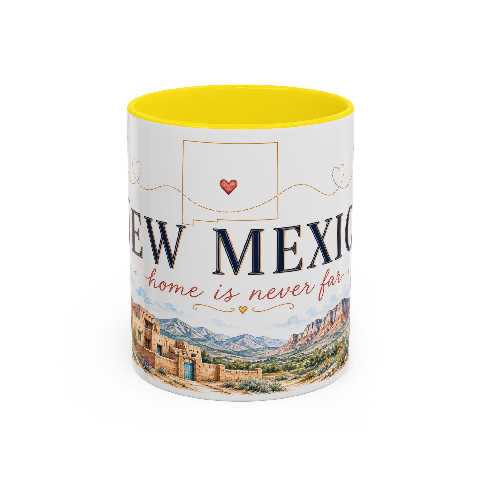 New Mexico State Map Mug | Desert Scenery, Yucca Flower Accent Coffee Cup