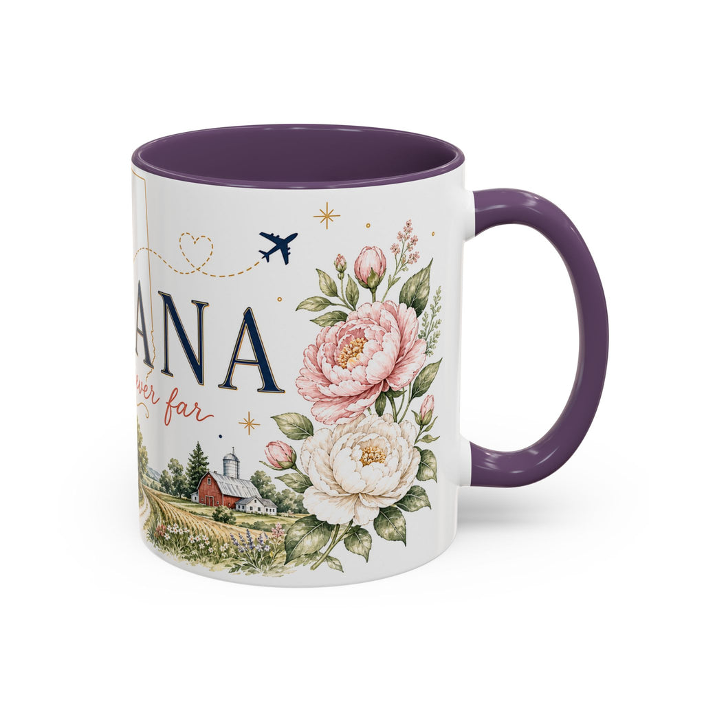 Indiana State Mug | Moving Away, Long Distance Friendship Gift | Botanical Map Accent Cup
