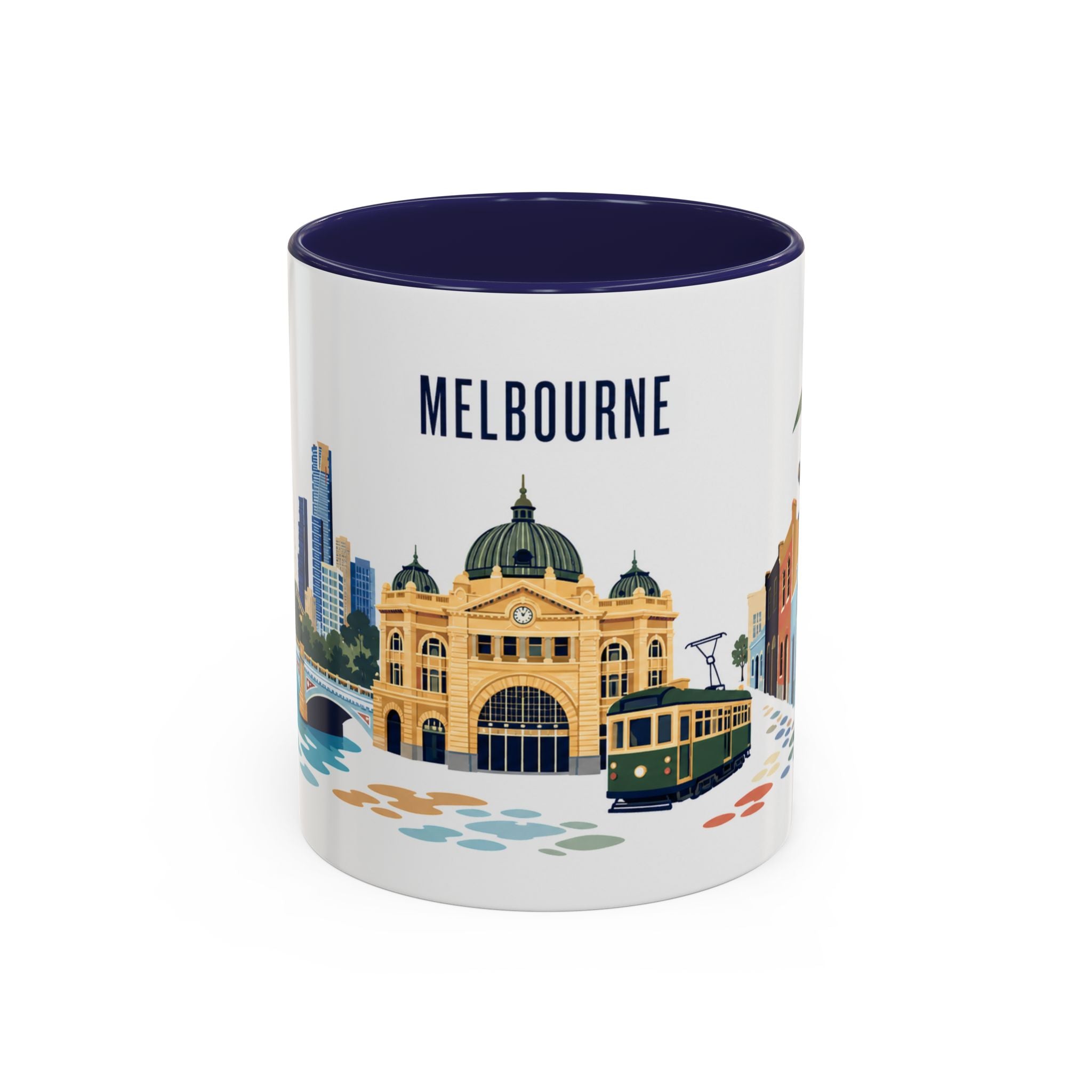 Melbourne Coffee Mug | Australia Travel Souvenir | Porcelain Decal City Gift | 11oz 15oz Accent Mug