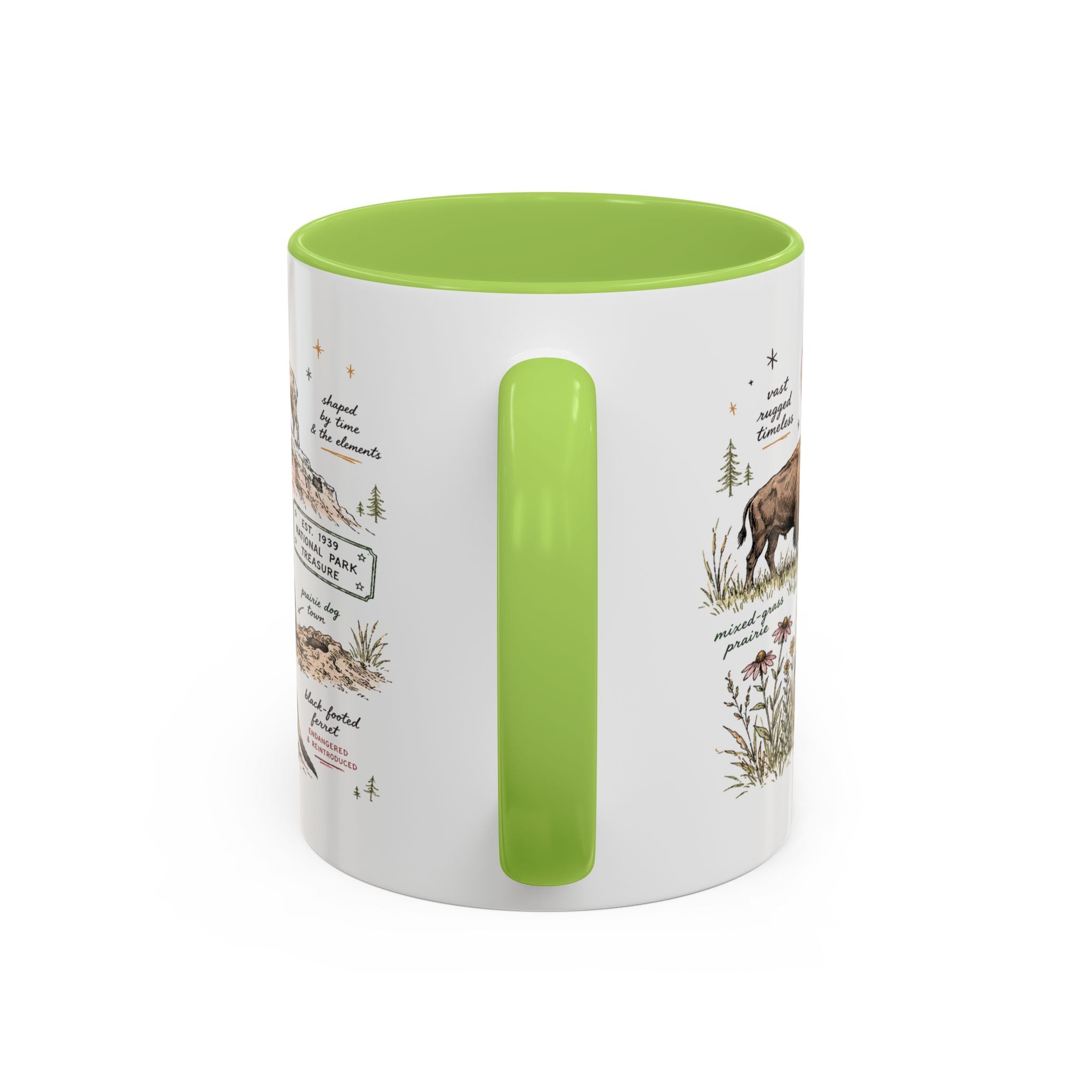 Badlands National Park Coffee Mug | South Dakota Prairie Fossil Hiking Gift | Accent Color Ceramic 11oz 15oz