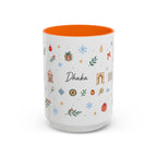 Dhaka Christmas Mug | Watercolor Travel Souvenir | Holiday Gift | Accent Ceramic Coffee Cup 11oz 15oz