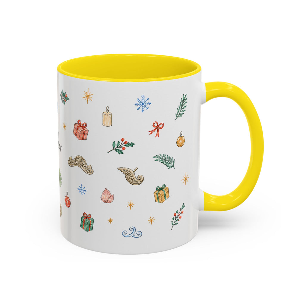 Angkor Christmas Mug | Watercolor Travel Souvenir | Holiday Gift | Accent Ceramic Coffee Cup 11oz 15oz