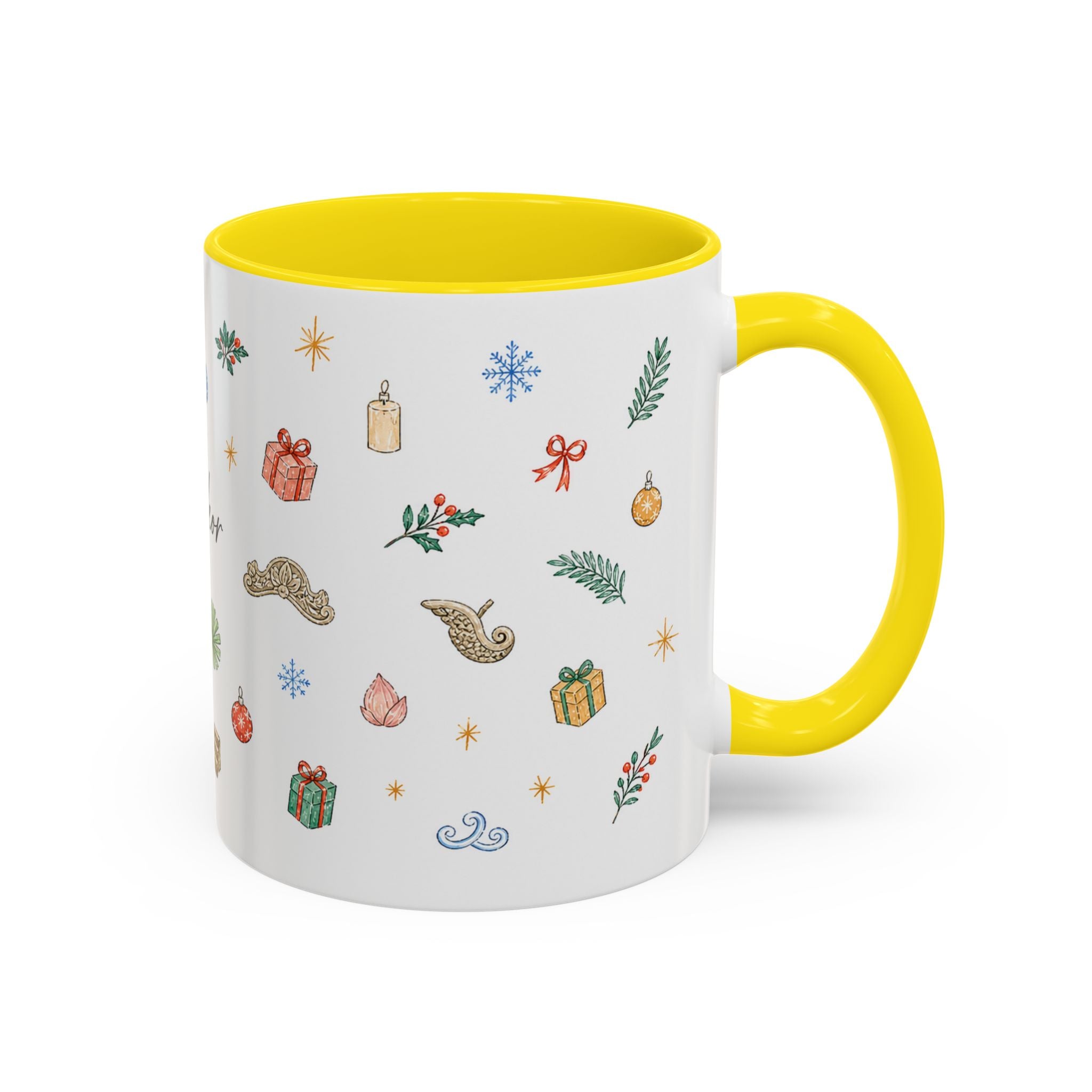 Angkor Christmas Mug | Watercolor Travel Souvenir | Holiday Gift | Accent Ceramic Coffee Cup 11oz 15oz