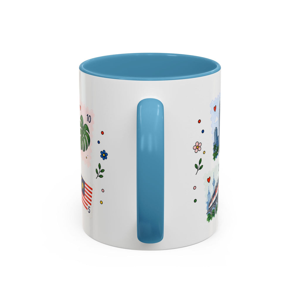 Kuala Lumpur Coffee Mug | Postage Stamp Collage Mug | Travel Souvenir Accent Cup 11oz 15oz
