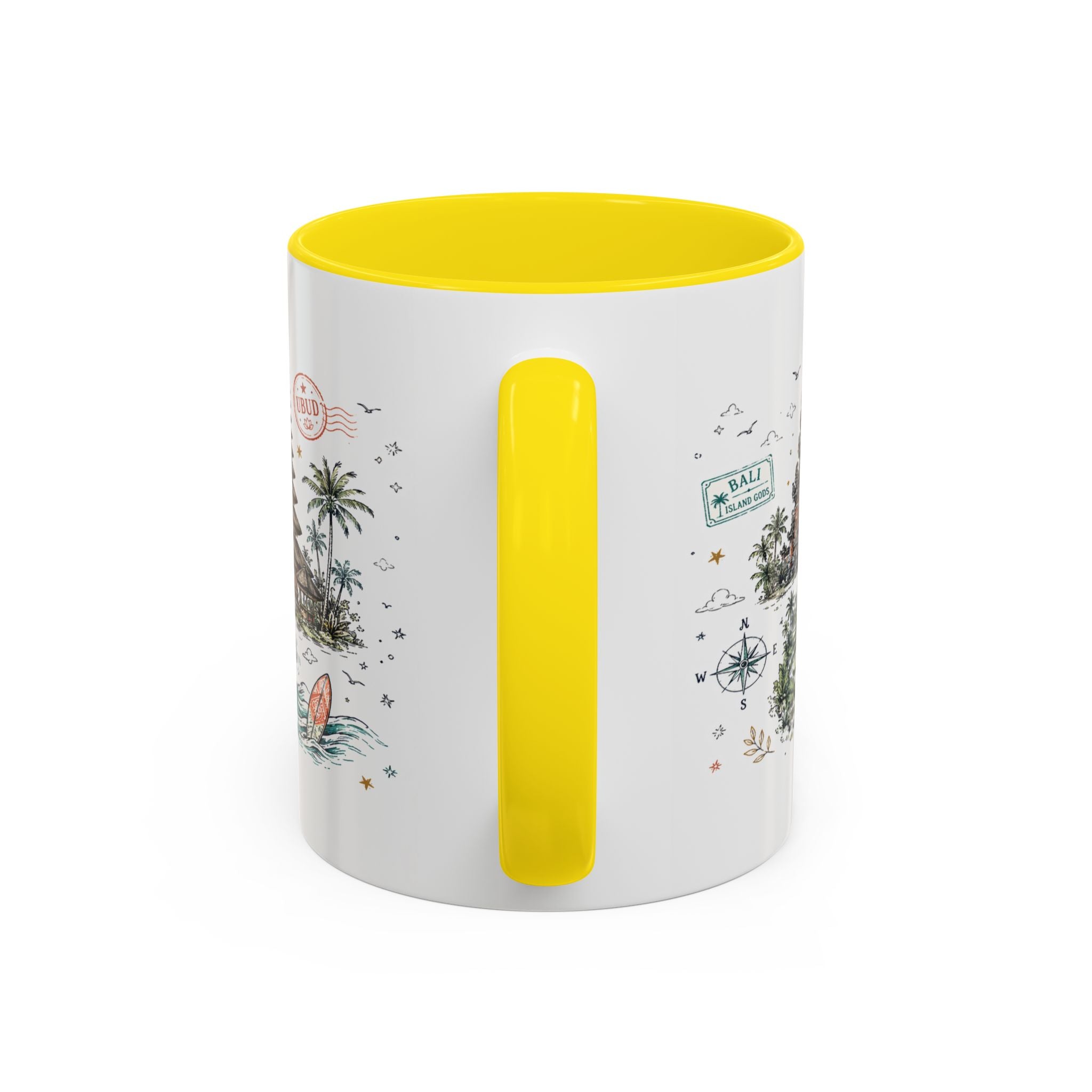 Bali Coffee Mug | Indonesia Souvenir Travel Gift | Accent Color Ceramic 11oz 15oz