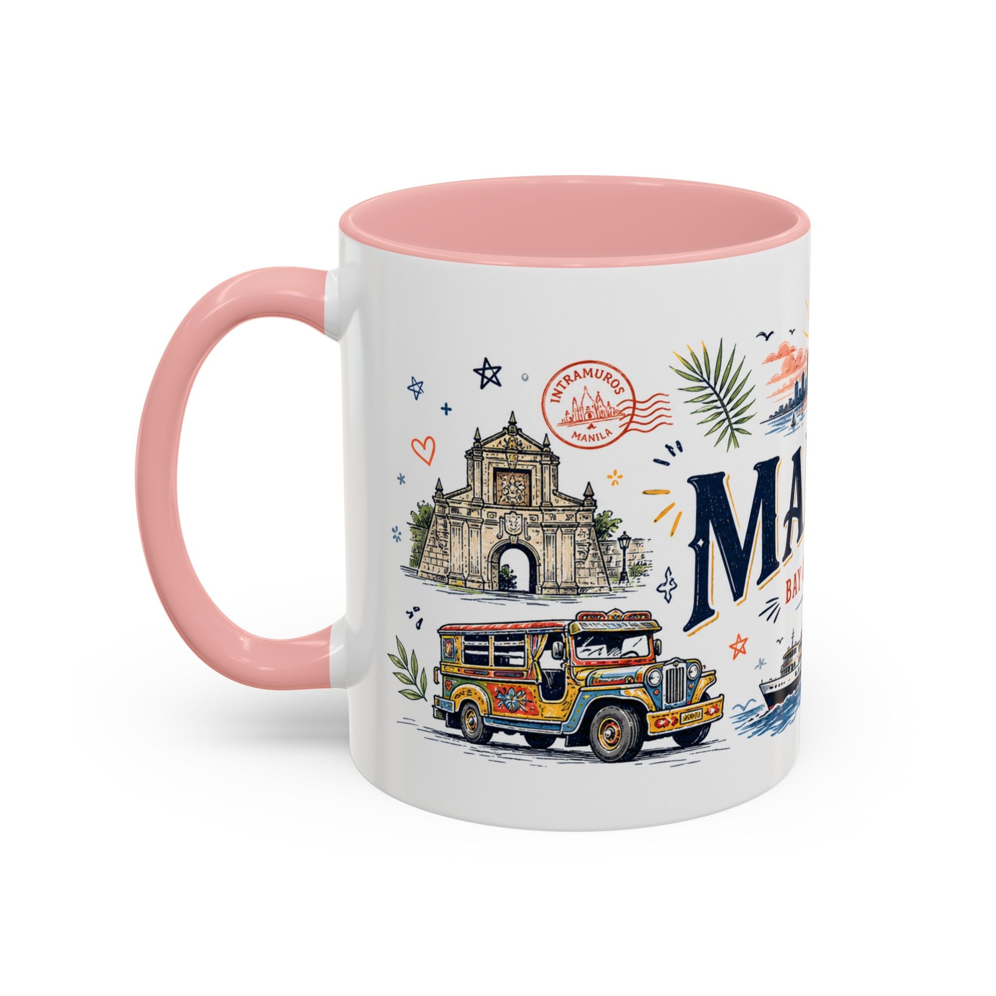 Manila Coffee Mug | Philippines Souvenir Travel Gift | Accent Color Ceramic 11oz 15oz
