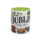 Dublin Coffee Mug | Ireland Travel Souvenir | Vintage Illustrated City Gift | 11 oz 15 oz Accent Mug
