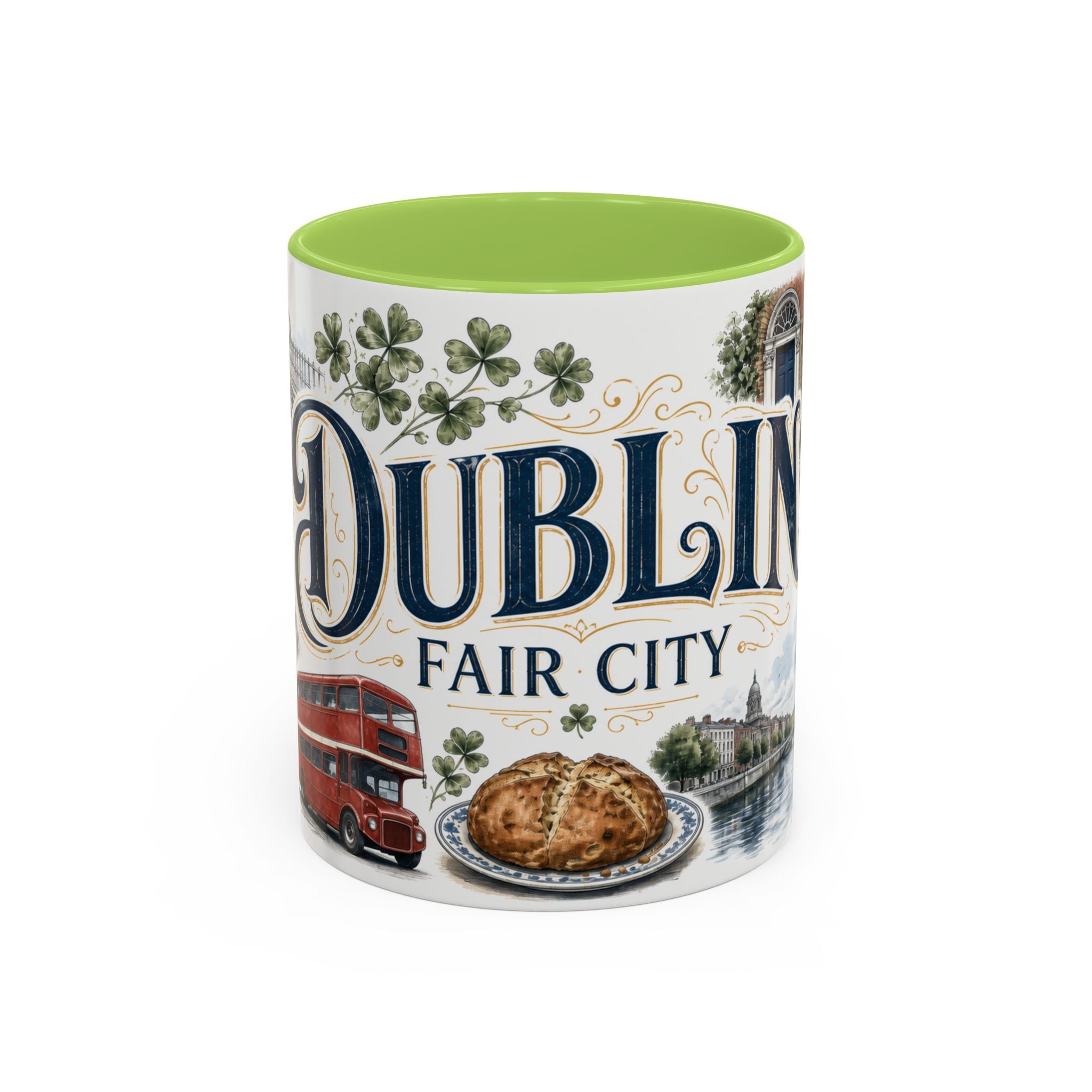 Dublin Coffee Mug | Ireland Travel Souvenir | Vintage Illustrated City Gift | 11 oz 15 oz Accent Mug