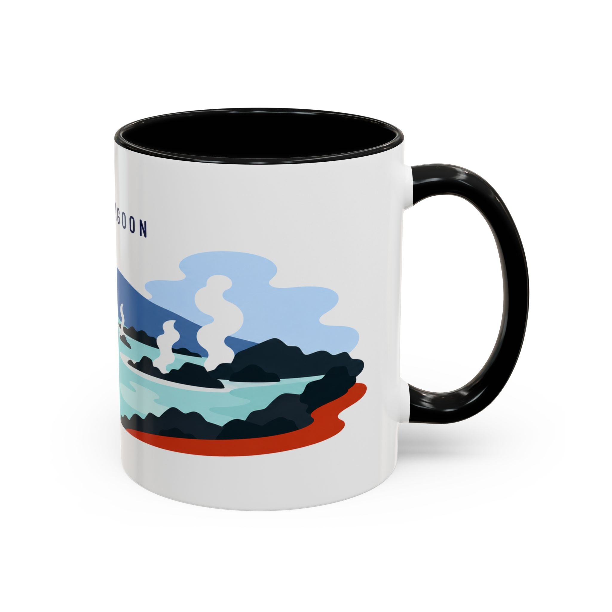 Blue Lagoon Coffee Mug | Travel Destination Souvenir Gift | Accent Color Ceramic 11oz 15oz