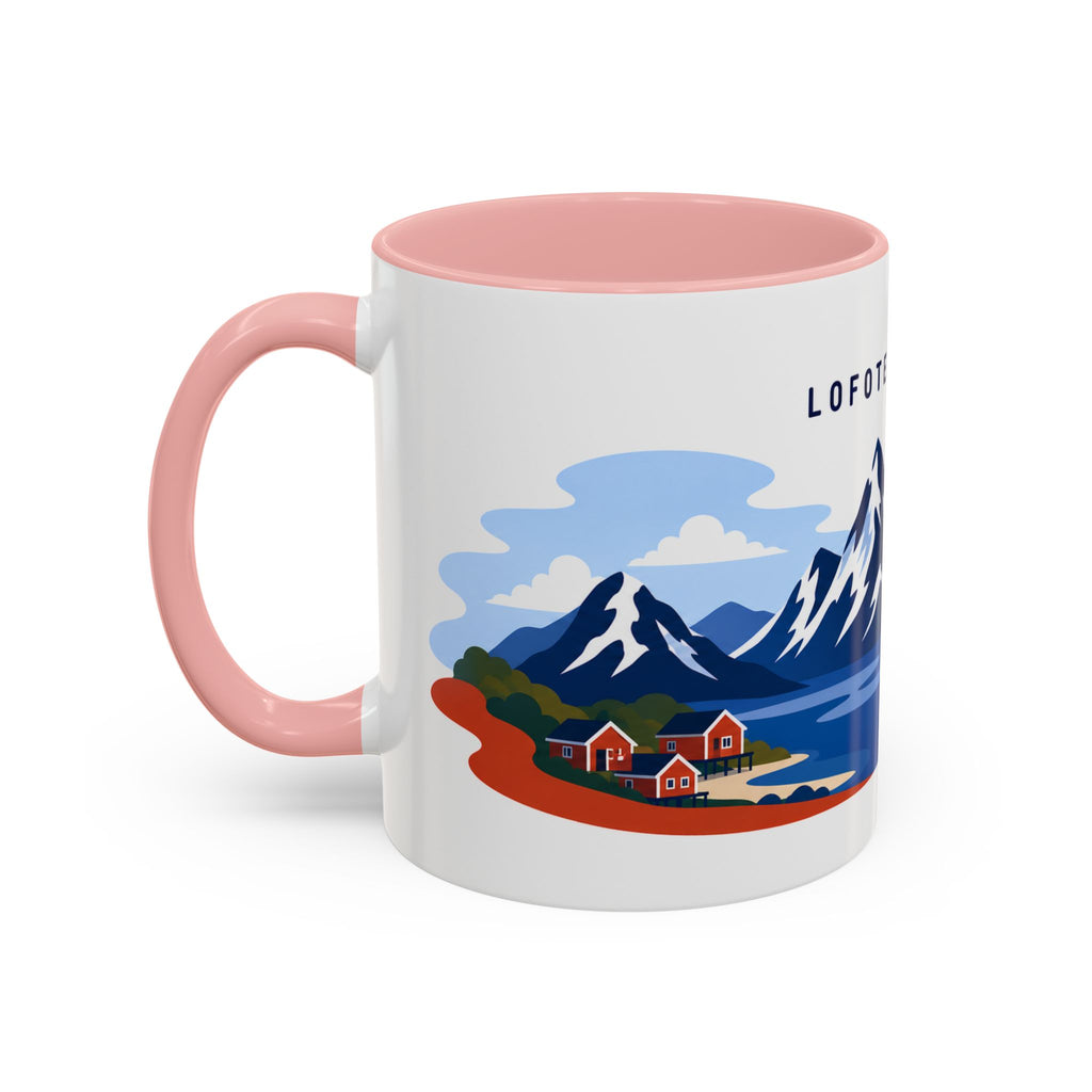 Lofoten Islands Coffee Mug | Travel Destination Souvenir Gift | Accent Color Ceramic 11oz 15oz