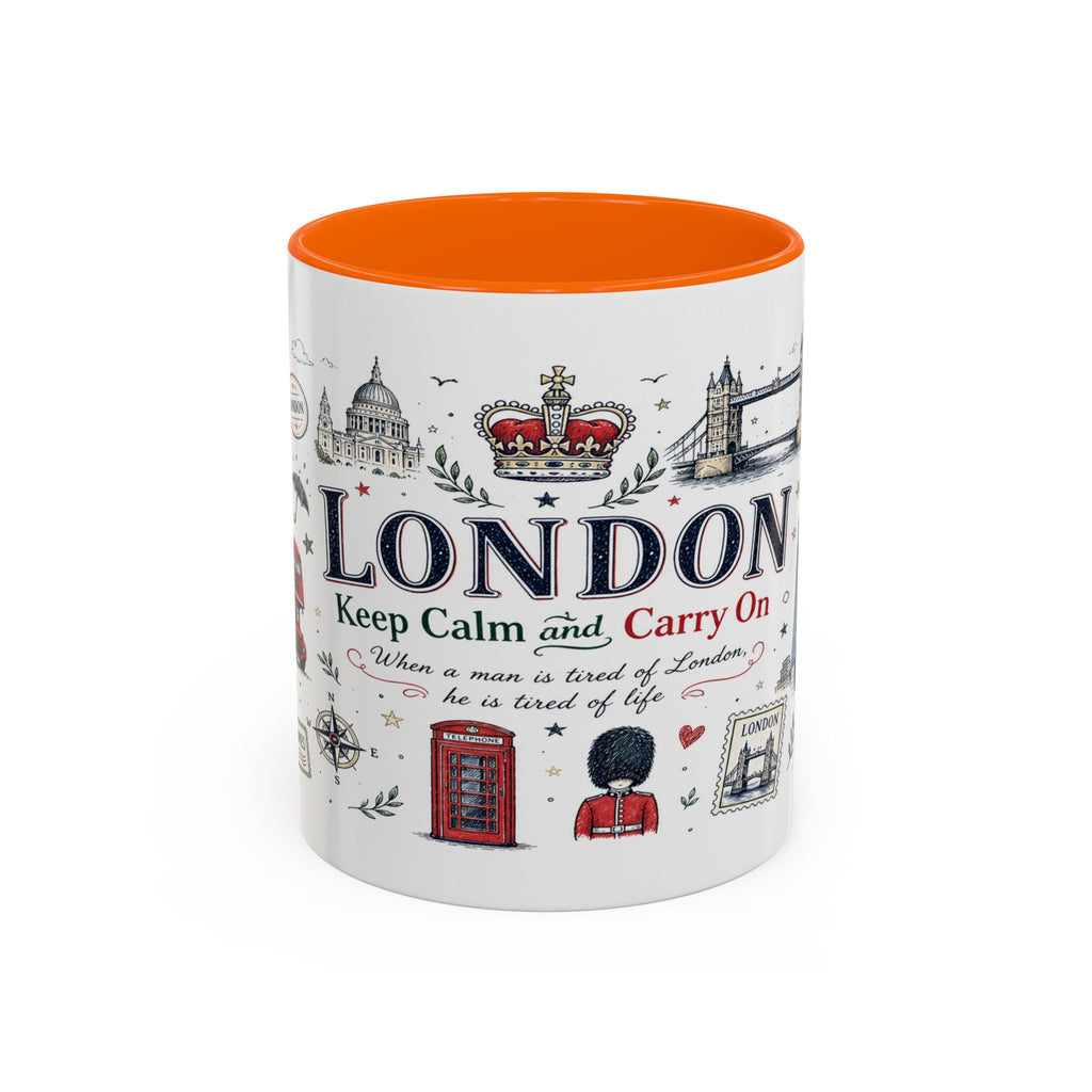 London Coffee Mug | England Souvenir Travel Gift | Accent Color Ceramic 11oz 15oz