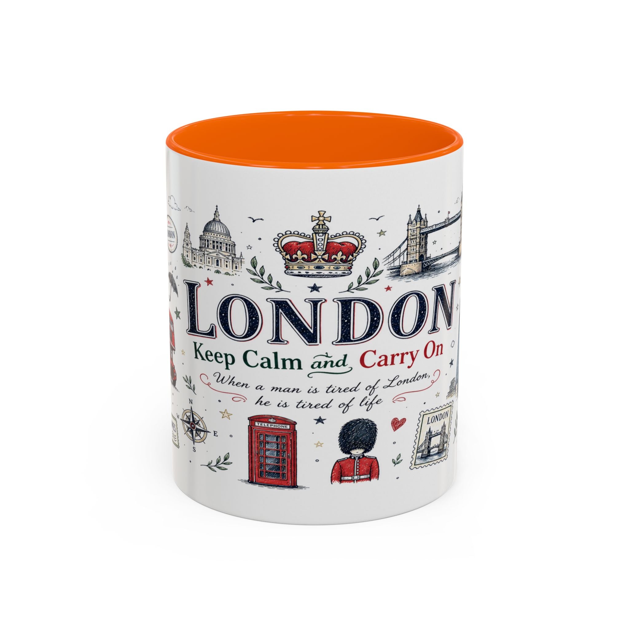 London Coffee Mug | England Souvenir Travel Gift | Accent Color Ceramic 11oz 15oz