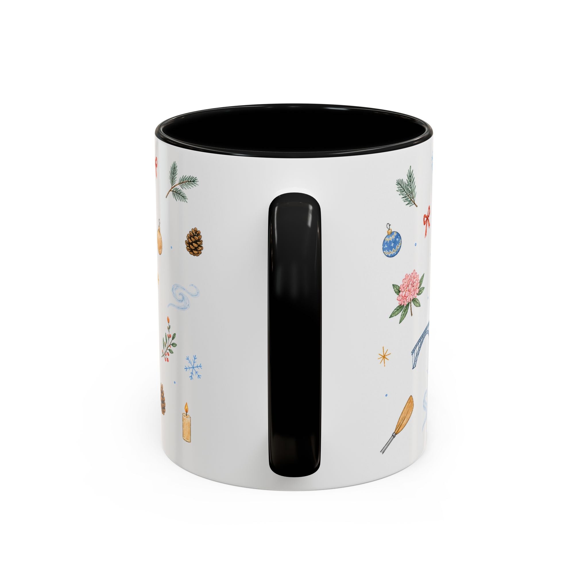 New River Gorge National Park Christmas Mug | Watercolor Travel Souvenir | Holiday Gift | Accent Ceramic Coffee Cup 11oz 15oz