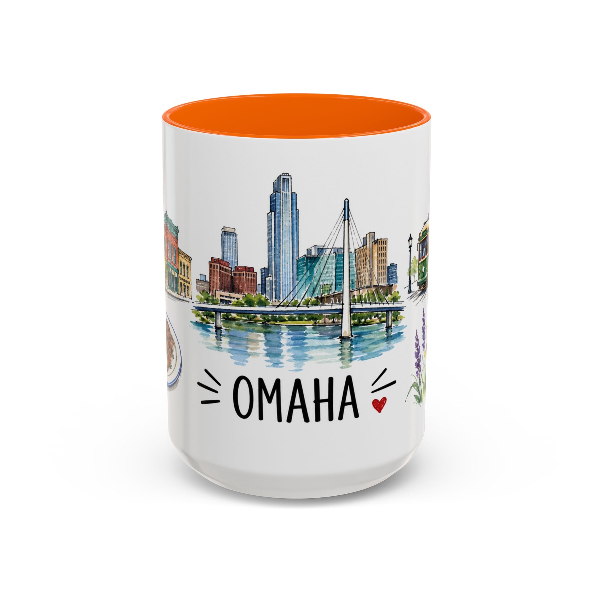 Omaha Illustrated Travel Mug | City Souvenir Accent Coffee Mug | 11oz 15oz Ceramic Cup