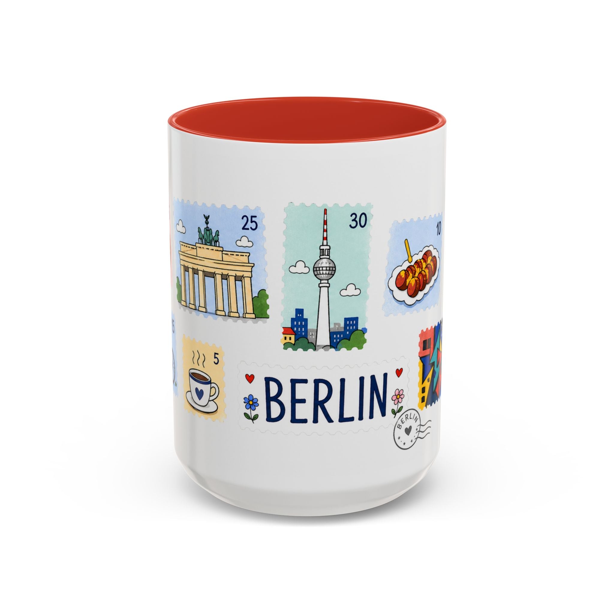 Berlin Coffee Mug | Postage Stamp Collage Mug | Travel Souvenir Accent Cup 11oz 15oz