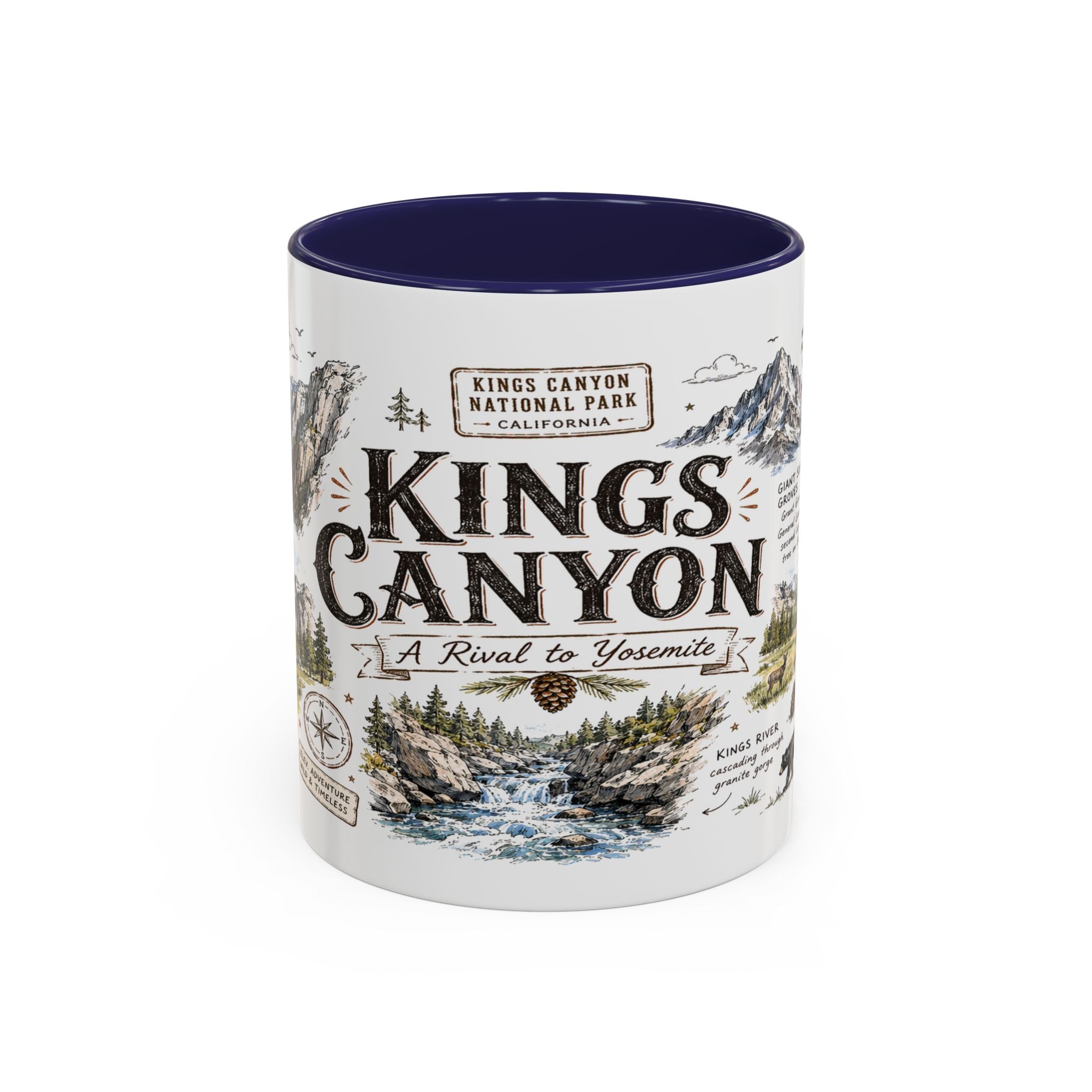 Kings Canyon National Park Coffee Mug | California Sierra Nevada Sequoia Gift | Accent Color Ceramic 11oz 15oz