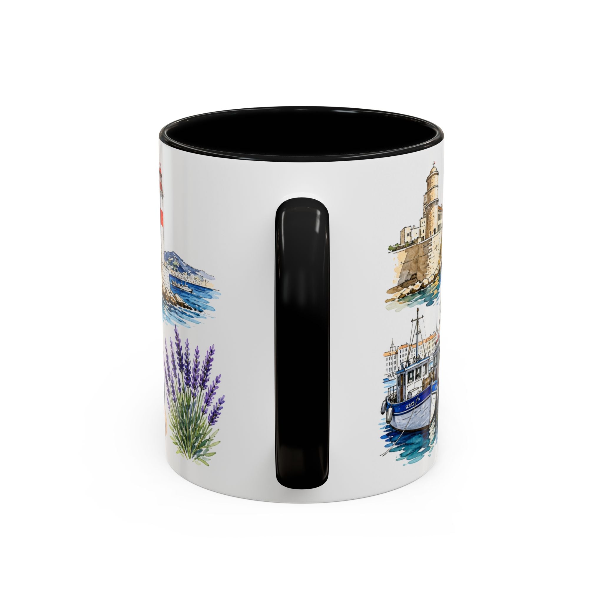 Marseille Illustrated Travel Mug | City Souvenir Accent Coffee Mug | 11oz 15oz Ceramic Cup