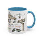 Rome Coffee Mug | Italy Souvenir Travel Gift | Accent Color Ceramic 11oz 15oz