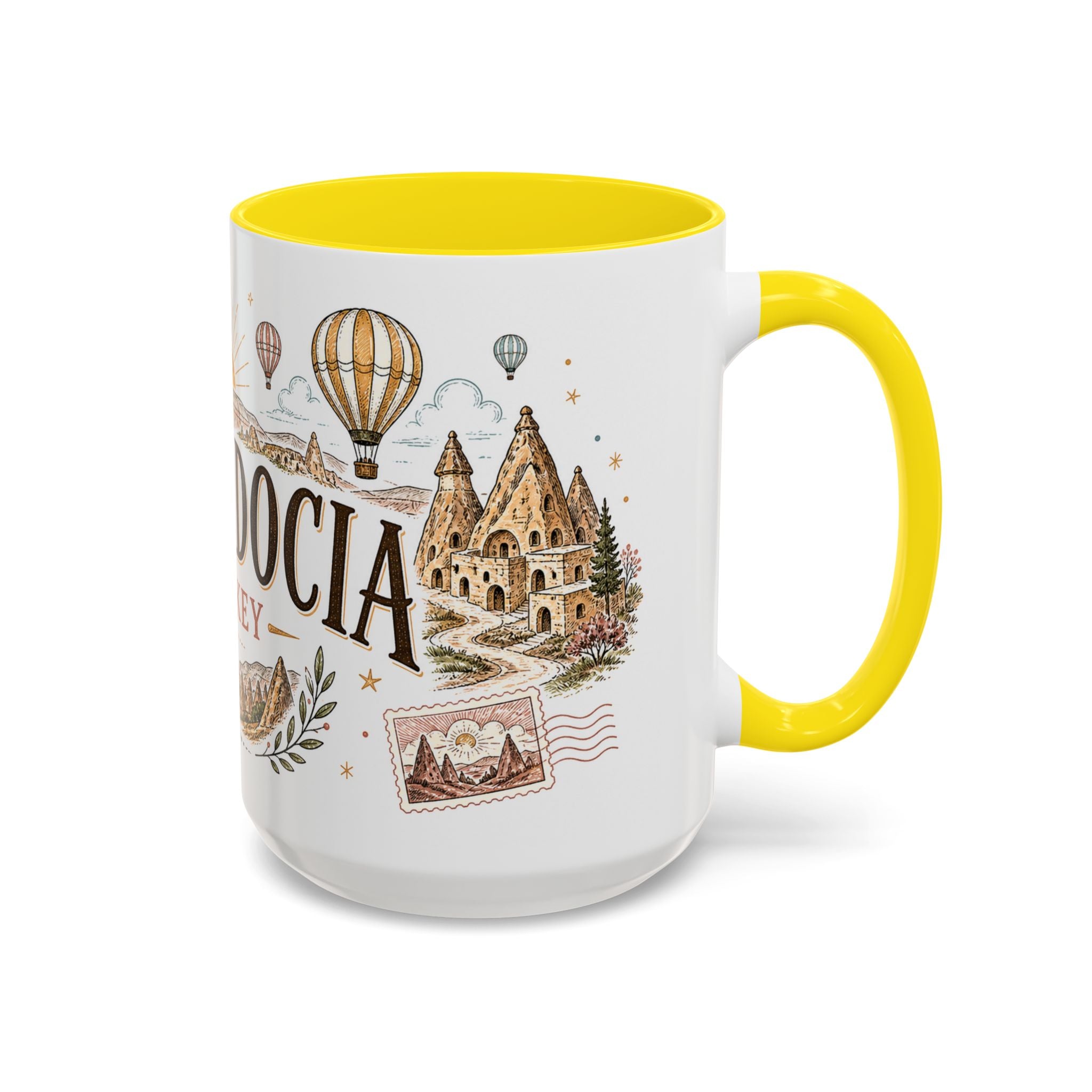 Cappadocia Coffee Mug | Travel Destination Souvenir Gift | Accent Color Ceramic 11oz 15oz
