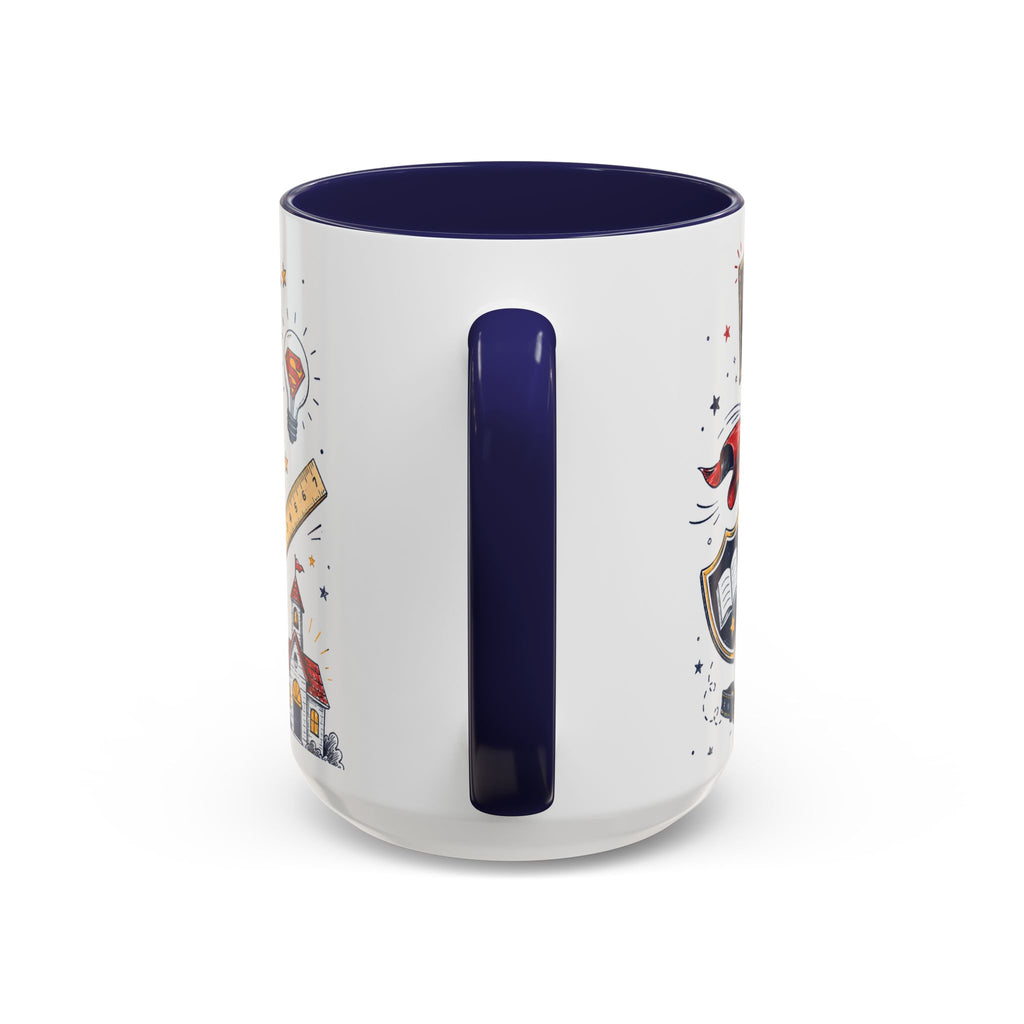 Super Teacher Coffee Mug | All Heroes Wear Capes Teacher Gift | Accent Color Ceramic 11oz 15oz