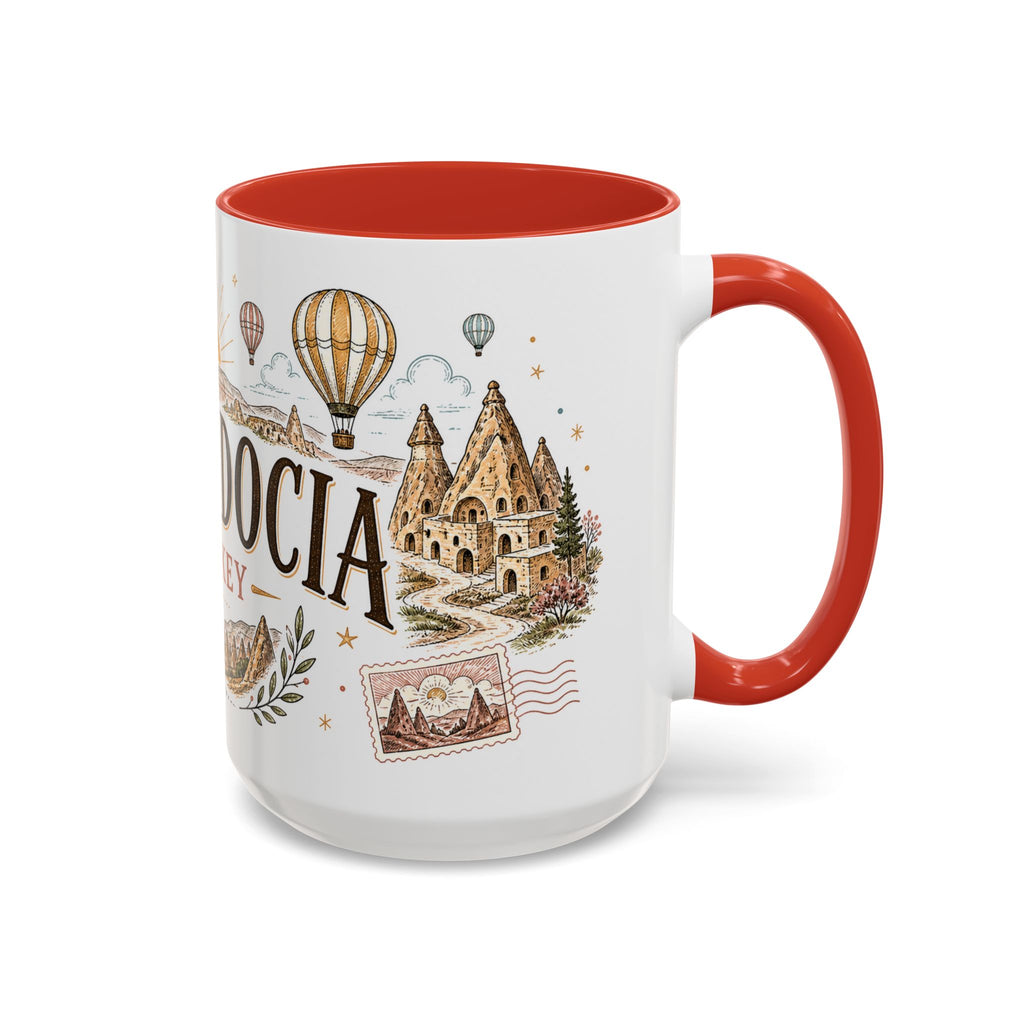 Cappadocia Coffee Mug | Travel Destination Souvenir Gift | Accent Color Ceramic 11oz 15oz