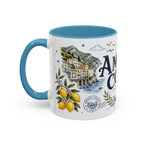 Amalfi Coast Coffee Mug | Travel Destination Souvenir Gift | Accent Color Ceramic 11oz 15oz