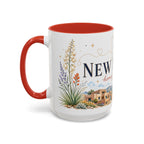 New Mexico State Map Mug | Desert Scenery, Yucca Flower Accent Coffee Cup