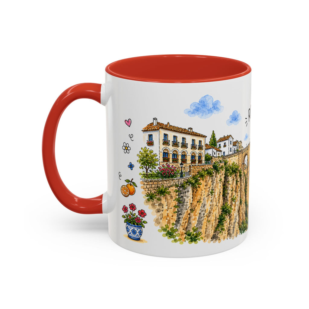 Ronda Illustrated Travel Mug | Spain Souvenir Accent Coffee Mug | 11oz 15oz Ceramic Cup