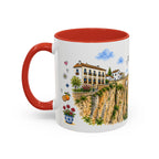 Ronda Illustrated Travel Mug | Spain Souvenir Accent Coffee Mug | 11oz 15oz Ceramic Cup
