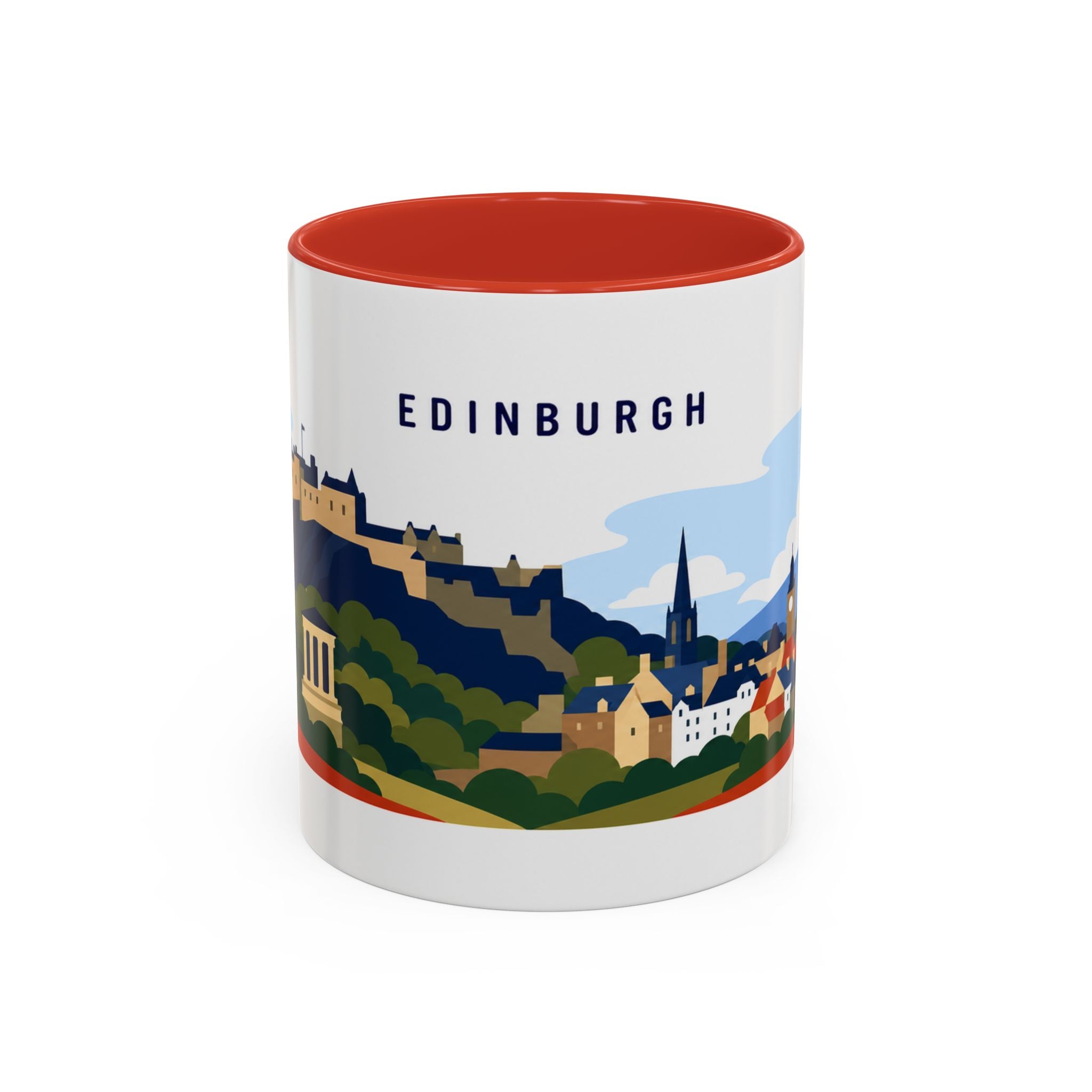 Edinburgh Coffee Mug | Travel Destination Souvenir Gift | Accent Color Ceramic 11oz 15oz