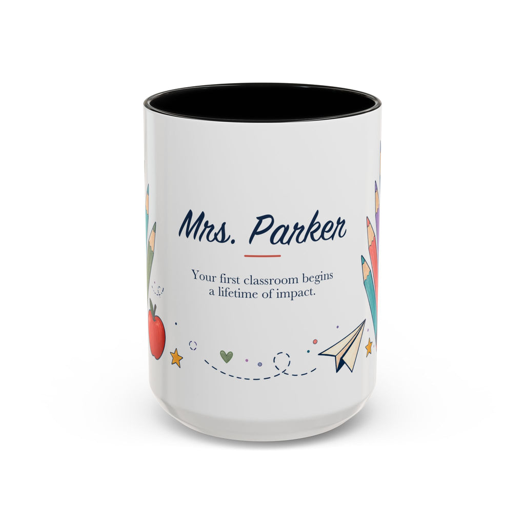 Personalized First Year Teacher Mug | Custom Name Pencil Coffee Cup