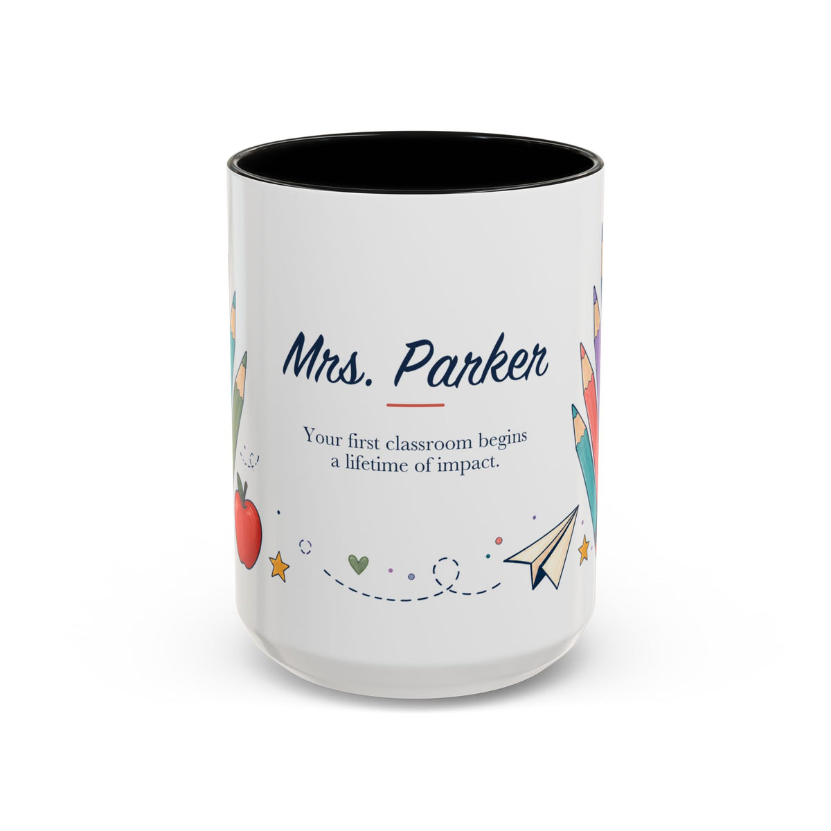 Personalized First Year Teacher Mug | Custom Name Pencil Coffee Cup