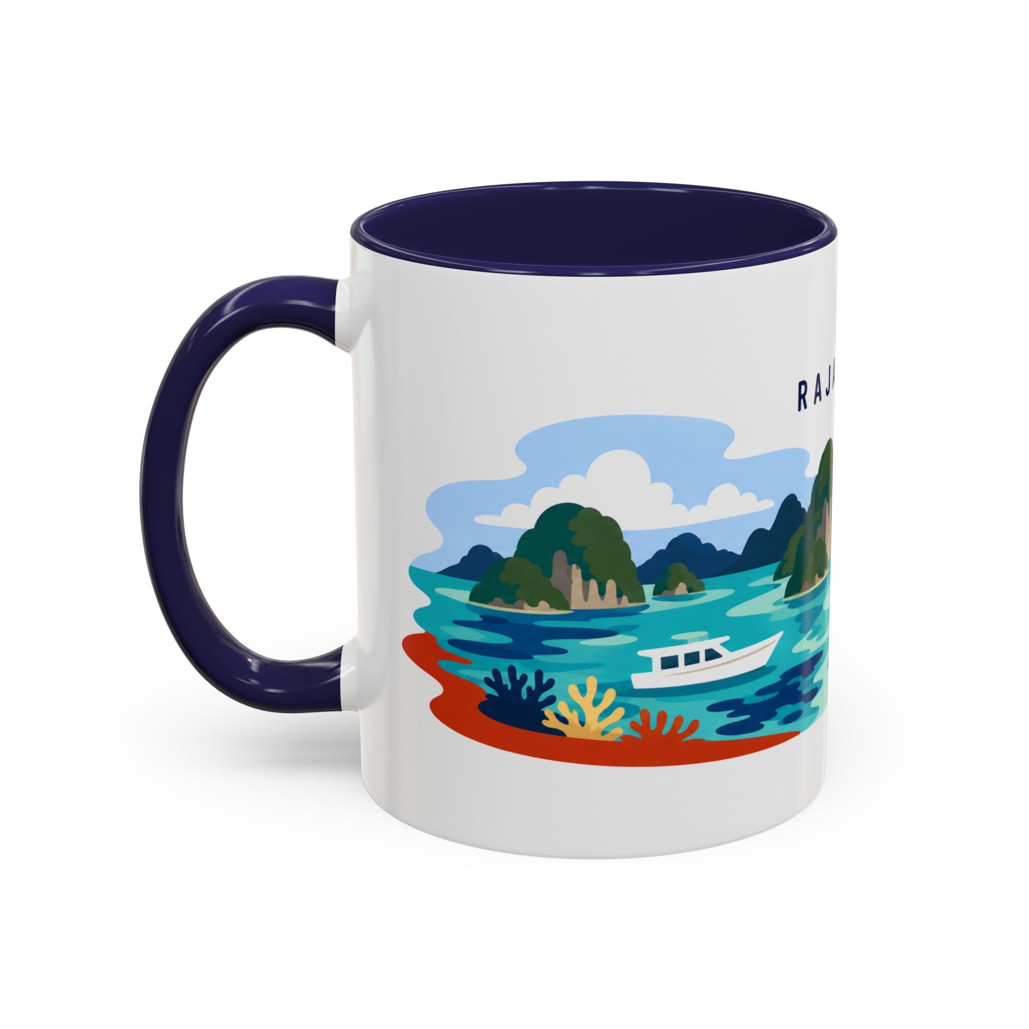 Raja Ampat Coffee Mug | Travel Destination Souvenir Gift | Accent Color Ceramic 11oz 15oz