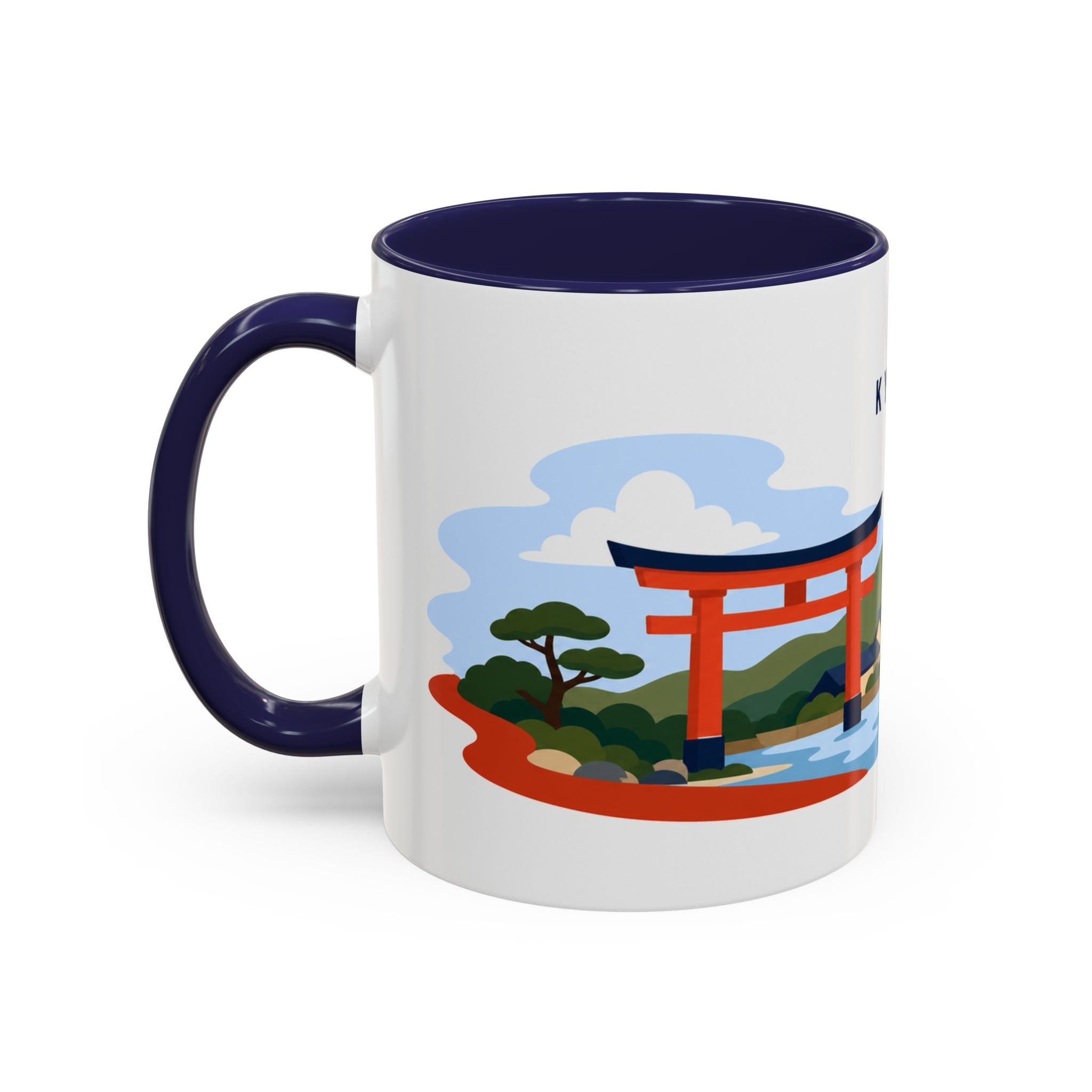 Kyoto Coffee Mug | Travel Destination Souvenir Gift | Accent Color Ceramic 11oz 15oz