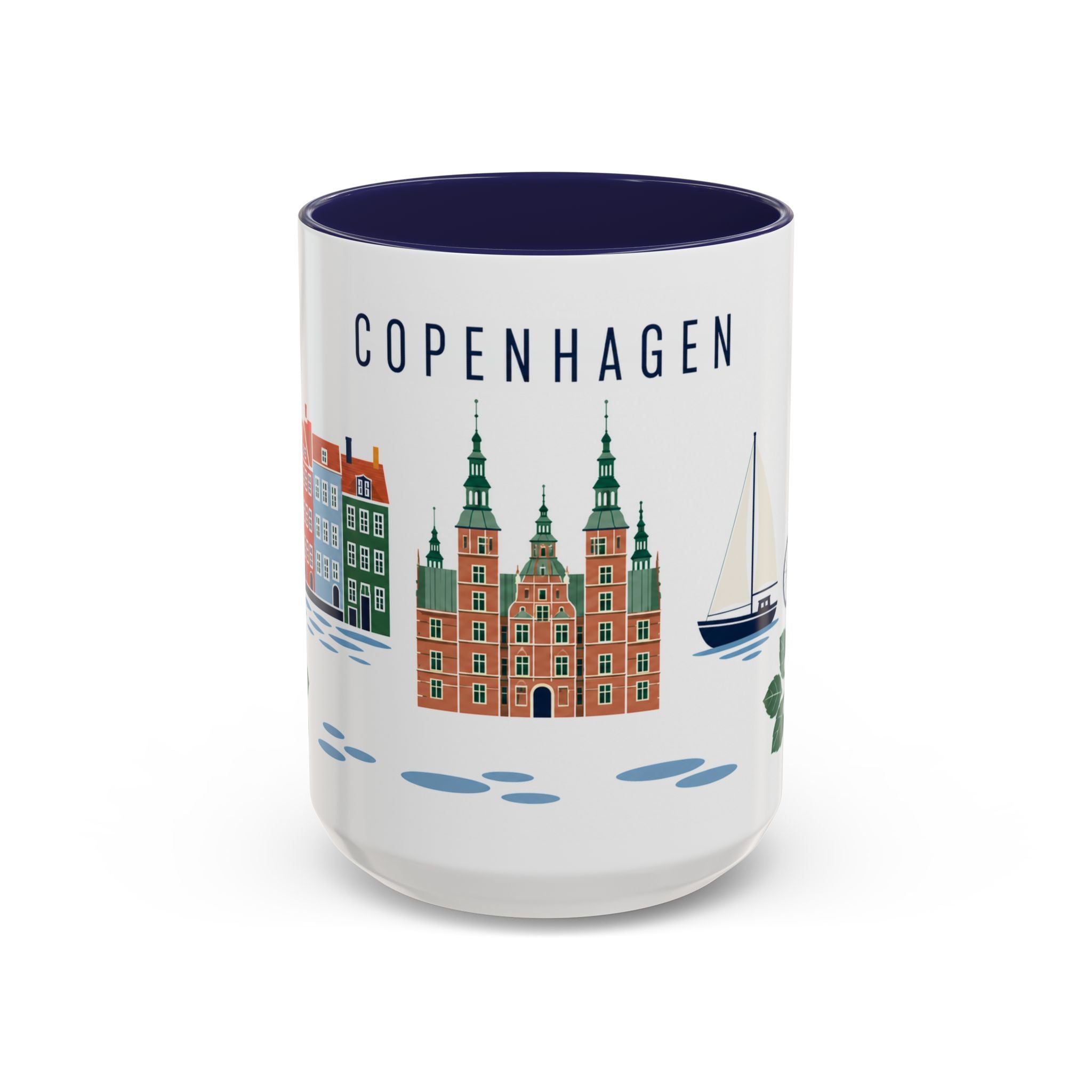 Copenhagen Coffee Mug | Denmark Travel Souvenir | Porcelain Decal City Gift | 11oz 15oz Accent Mug