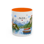 Bled Illustrated Travel Mug | Slovenia Souvenir Accent Coffee Mug | 11oz 15oz Ceramic Cup