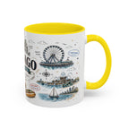 Chicago Coffee Mug | Illinois Souvenir City Gift | Accent Color Ceramic 11oz 15oz